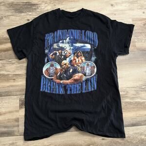 Anabolic Apparel Praise the Lord Break the Law Graphic T-Shirt Size M